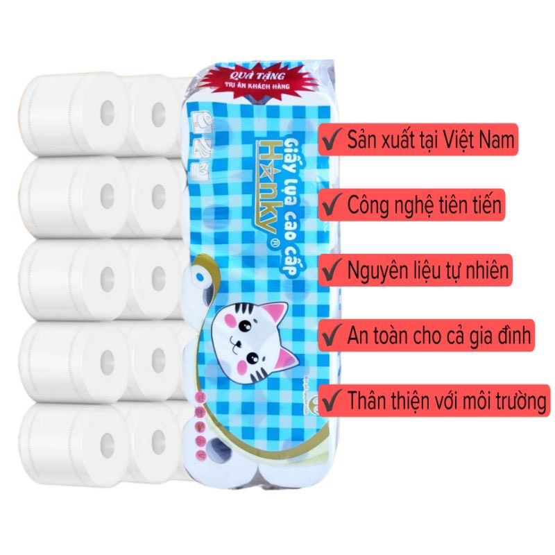  Giấy vệ sinh cao cấp HANKY,4 lớp,loại có lõi và không lõi tiện dụng tiết kiệm. 