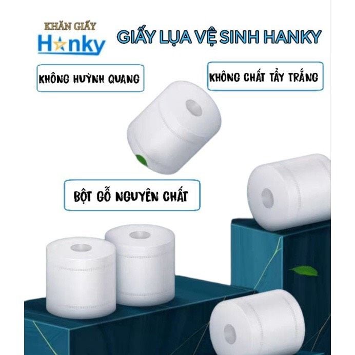  Giấy vệ sinh cao cấp HANKY,4 lớp,loại có lõi và không lõi tiện dụng tiết kiệm. 