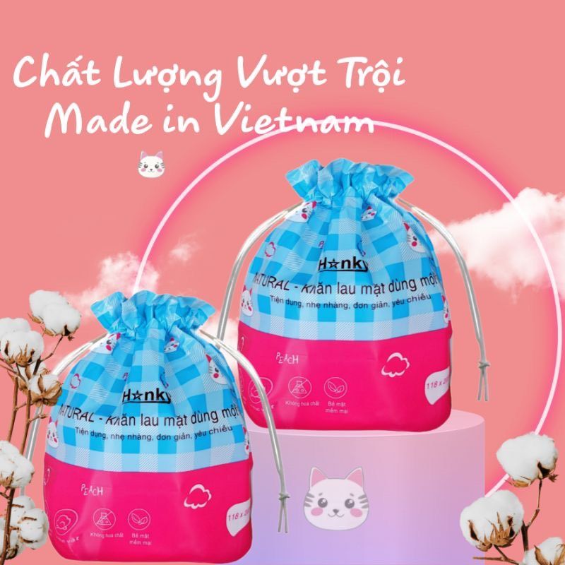  Khăn khô đa năng Hanky ,khăn mặt dùng 1 lần lau khô lau ướt,100% cotton. 