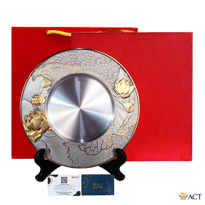 Đĩa Pewter Hoa Sen mạ vàng 24k