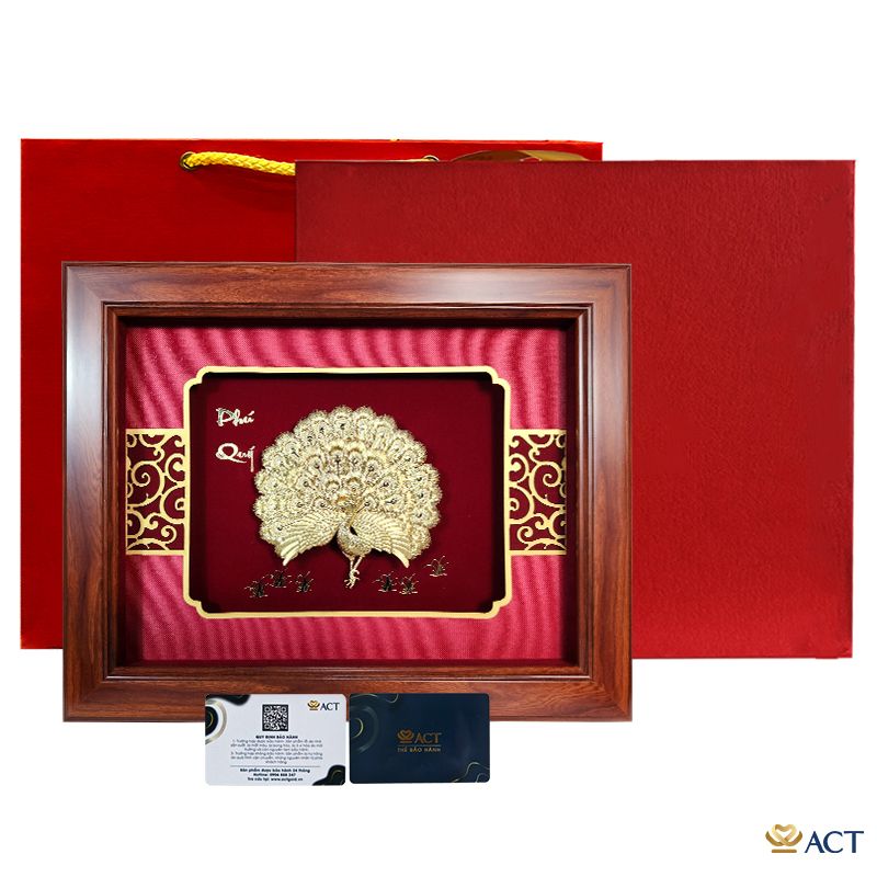 Tranh Chim Công dát vàng 24k