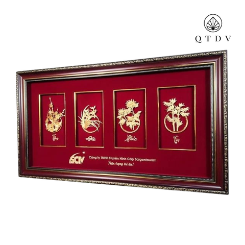 tranh tứ quý dát vàng