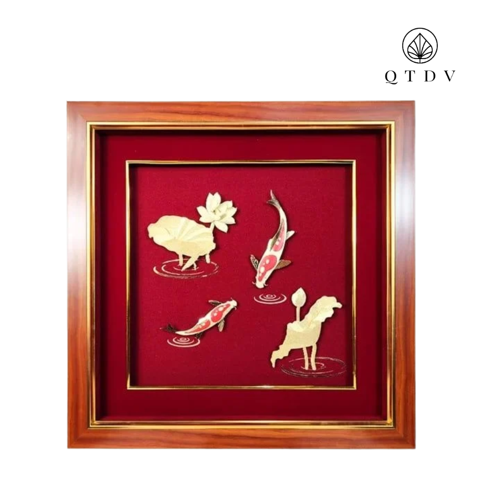 Tranh Song ngư dát vàng 24k