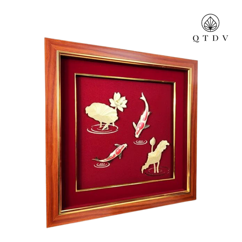 Tranh Song ngư dát vàng 24k