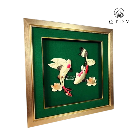 tranh song ngư dát vàng