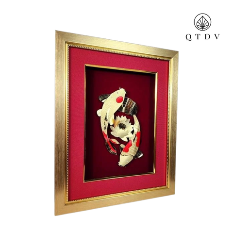 tranh song ngư dát vàng