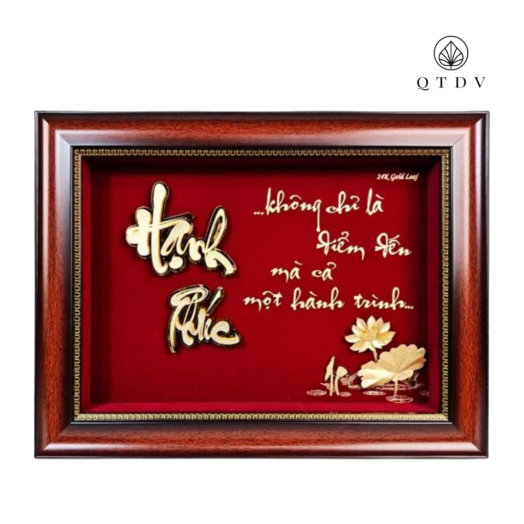 chữ hạnh phúc dát vàng