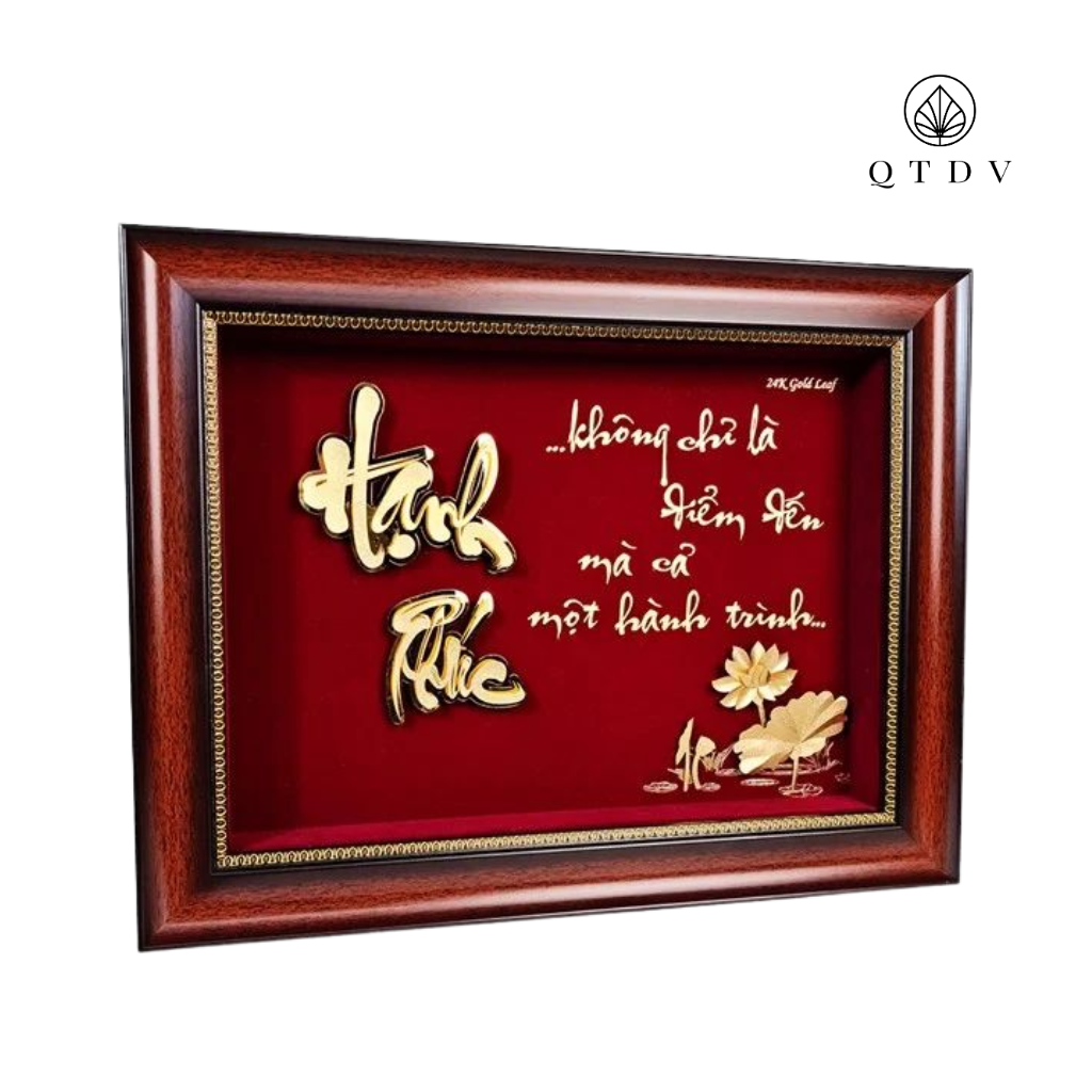 chữ hạnh phúc dát vàng