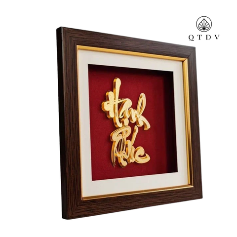 Tranh Chữ Hạnh Phúc dát vàng 24k