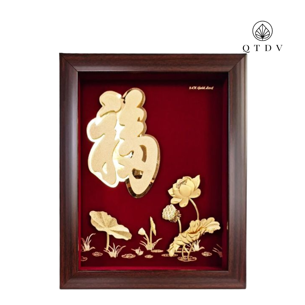 Tranh Chữ Phúc dát vàng 24k
