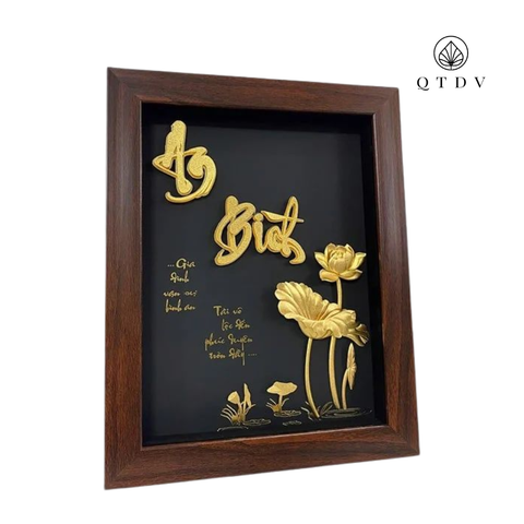 tranh chữ an bình dát vàng