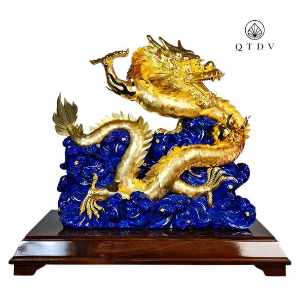 Rồng vờn ngọc cỡ đại dát vàng 24k