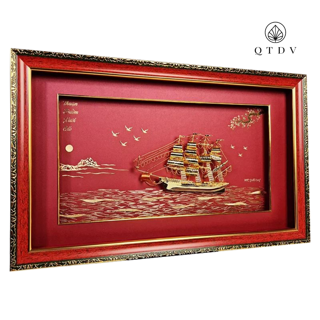 Tranh Thuyền mạ vàng 24k (Mẫu 34)