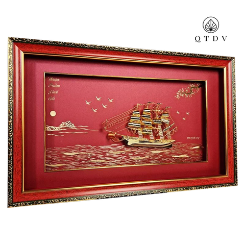 Tranh Thuyền mạ vàng 24k (Mẫu 34)