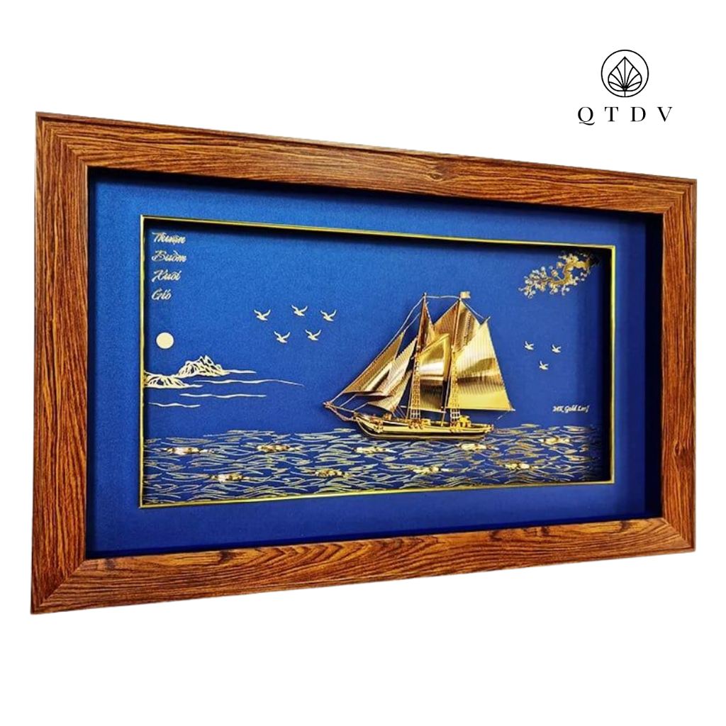 Tranh Thuyền mạ vàng 24k