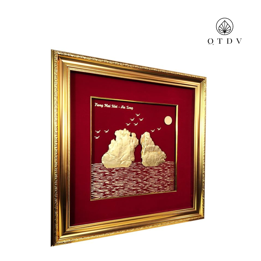 tranh vịnh hạ long dát vàng