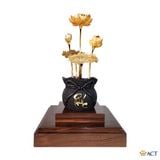 Chậu Sen 5 Cành dát vàng 24k (Mẫu 1)
