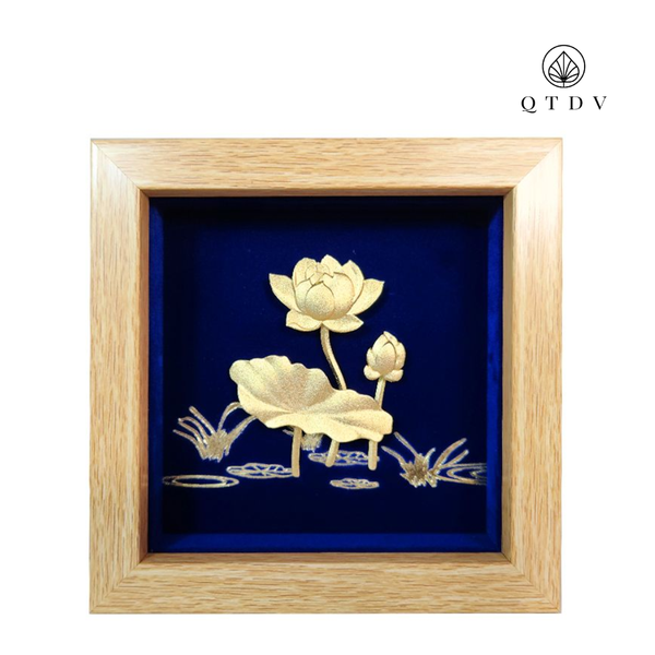Tranh Hoa Sen dát vàng 24k