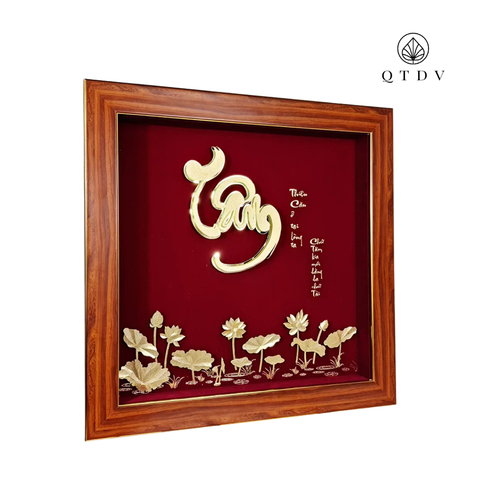 tranh chữ tâm dát vàng