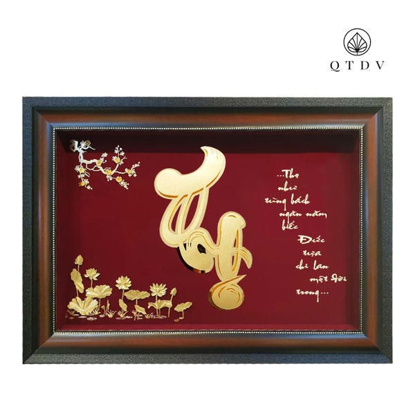 Tranh Chữ Thọ dát vàng 24k (Mẫu 2)