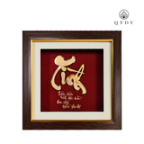 Tranh Chữ Tình dát vàng 24k