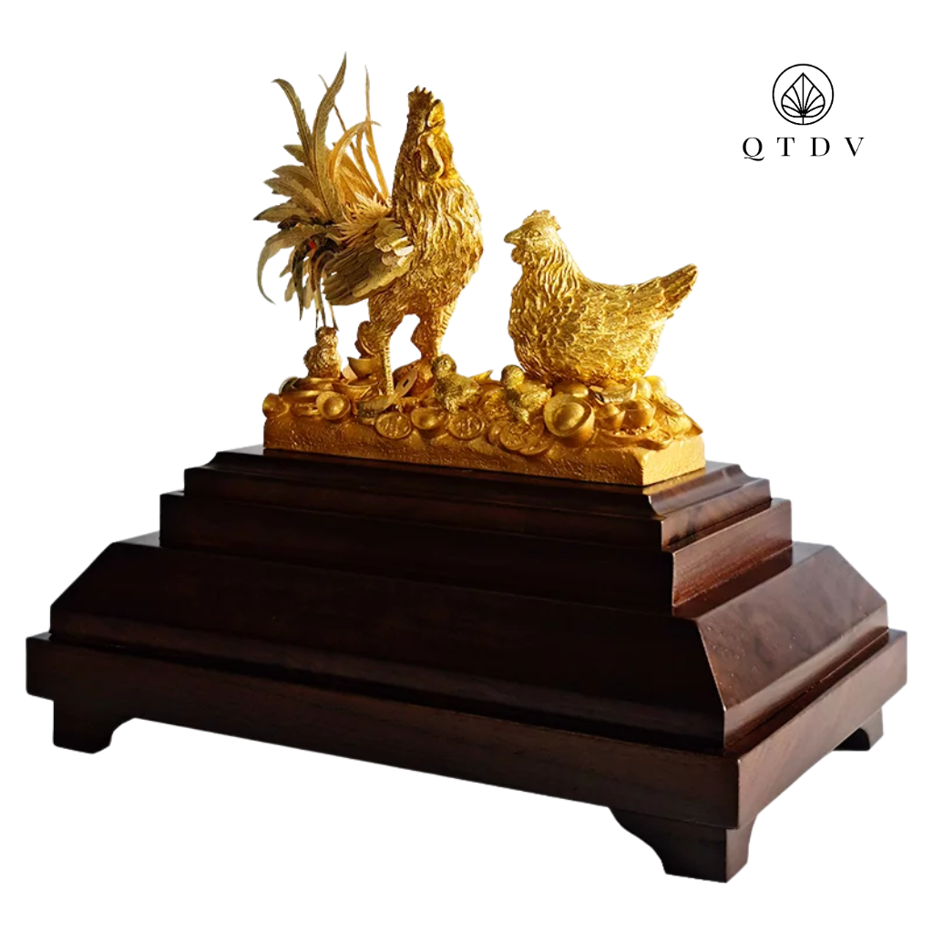 tượng gà dát vàng