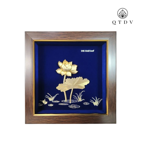 Tranh Hoa Sen dát vàng 24k