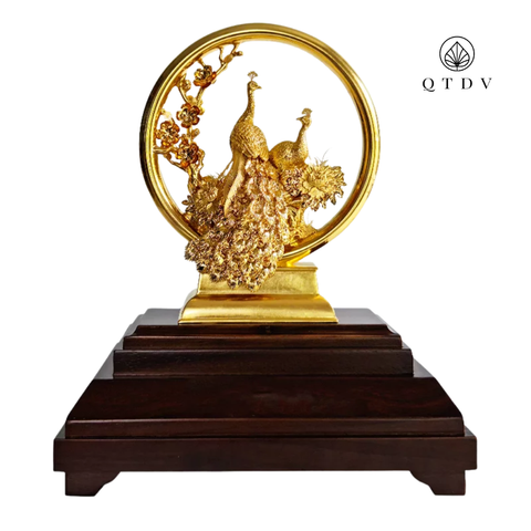 Tượng Chim Công dát vàng 24k (Mẫu 3)