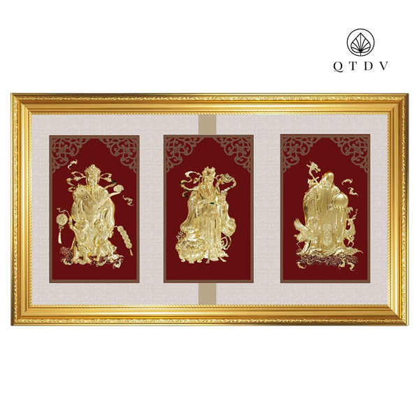 Tranh Phúc Lộc Thọ dát vàng 24k
