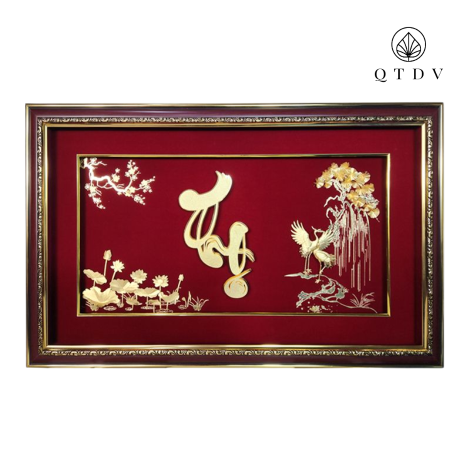 tranh chữ thọ dát vàng