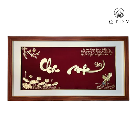 Tranh Chữ Cha Mẹ dát vàng 24k