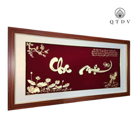 tranh chữ cha mẹ dát vàng