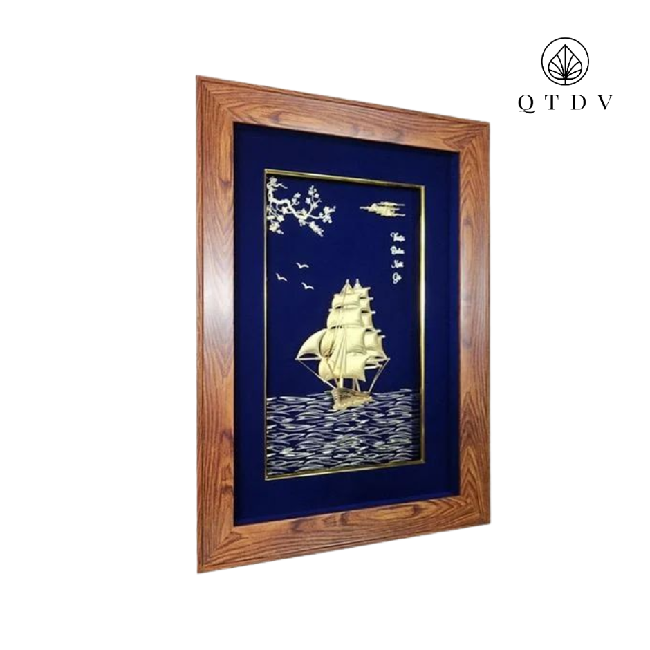 tranh thuyền dát vàng