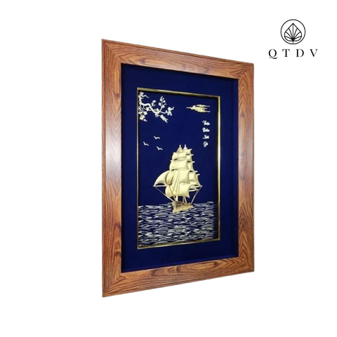 tranh thuyền dát vàng