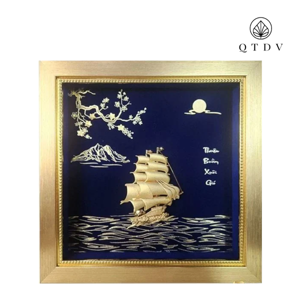 Tranh thuyền dát vàng 24k