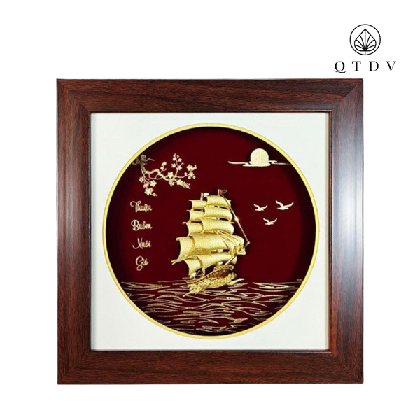 Tranh thuyền dát vàng 24k