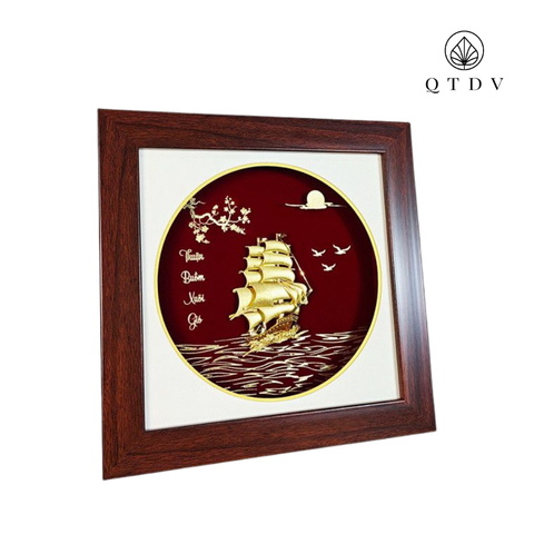 tranh thuyền dát vàng
