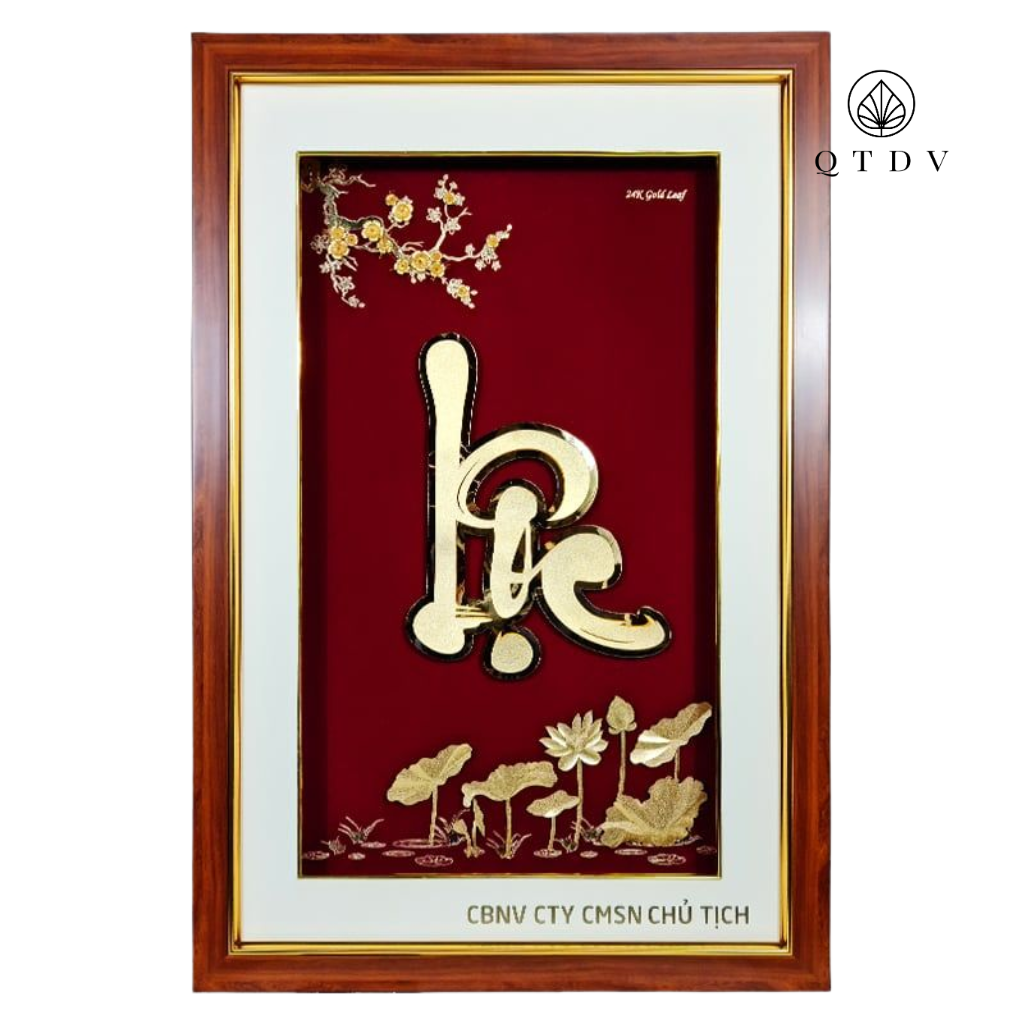 tranh chữ lộc dát vàng