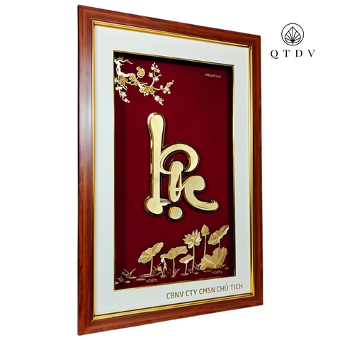 tranh chữ lộc dát vàng
