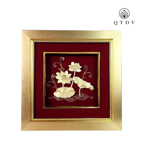 Tranh Hoa Sen dát vàng 24k