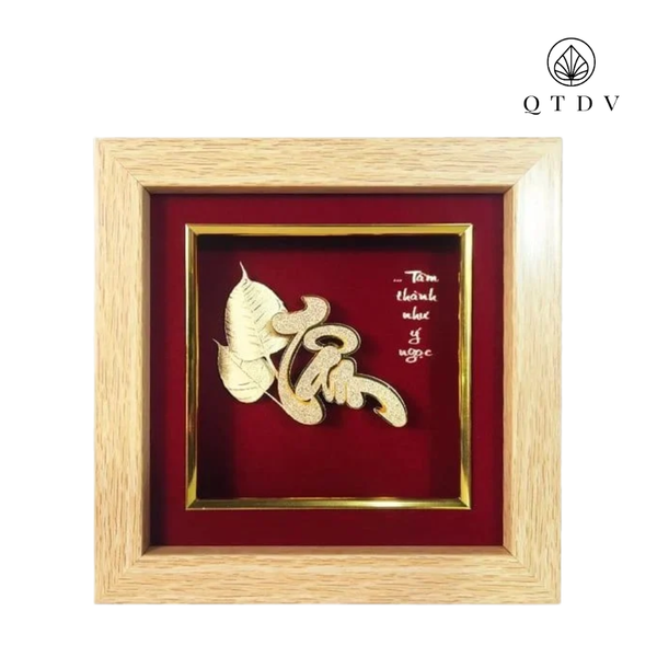 Tranh bồ đề Tâm dát vàng 24k
