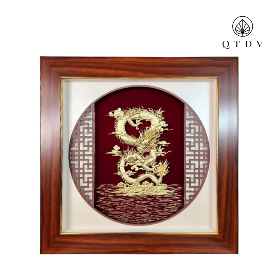 tranh rồng dát vàng