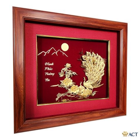 Tranh Đôi Chim Công dát vàng 24k (mẫu 18)