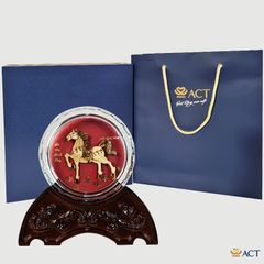 Quà tặng Chặn Giấy Ngựa Tài Lộc Pha Lê Vàng Lá 24k ACT GOLD ISO 9001:2015