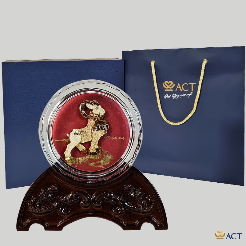 Quà tặng Chặn Giấy Dê Tài Lộc Pha Lê Vàng Lá 24k ACT GOLD ISO 9001:2015 (Mẫu 2)