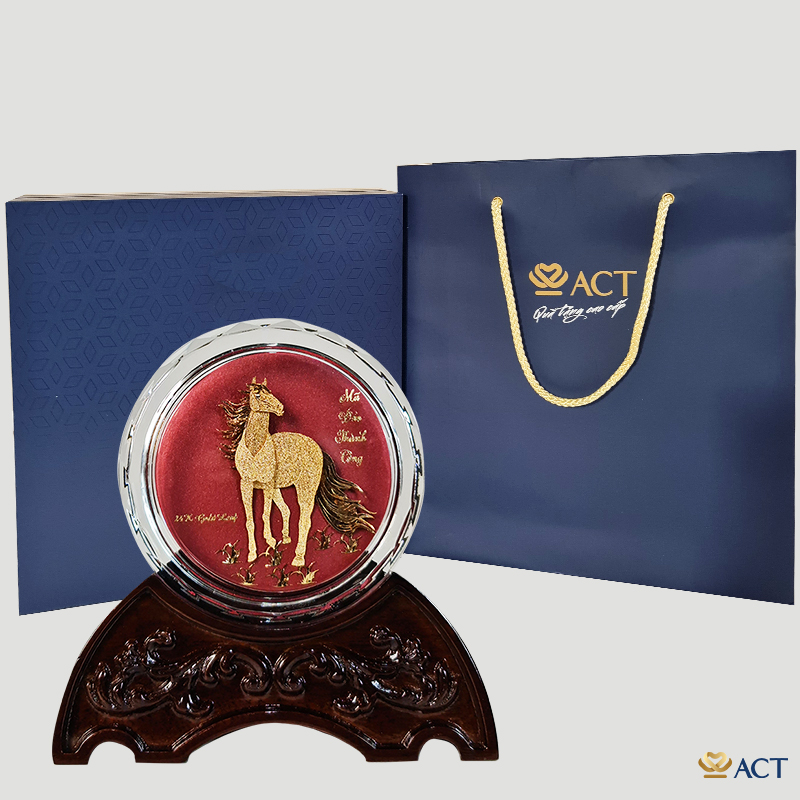 Quà tặng Chặn Giấy Ngựa Pha Lê Vàng Lá 24k ACT GOLD ISO 9001:2015 (Mẫu 3)
