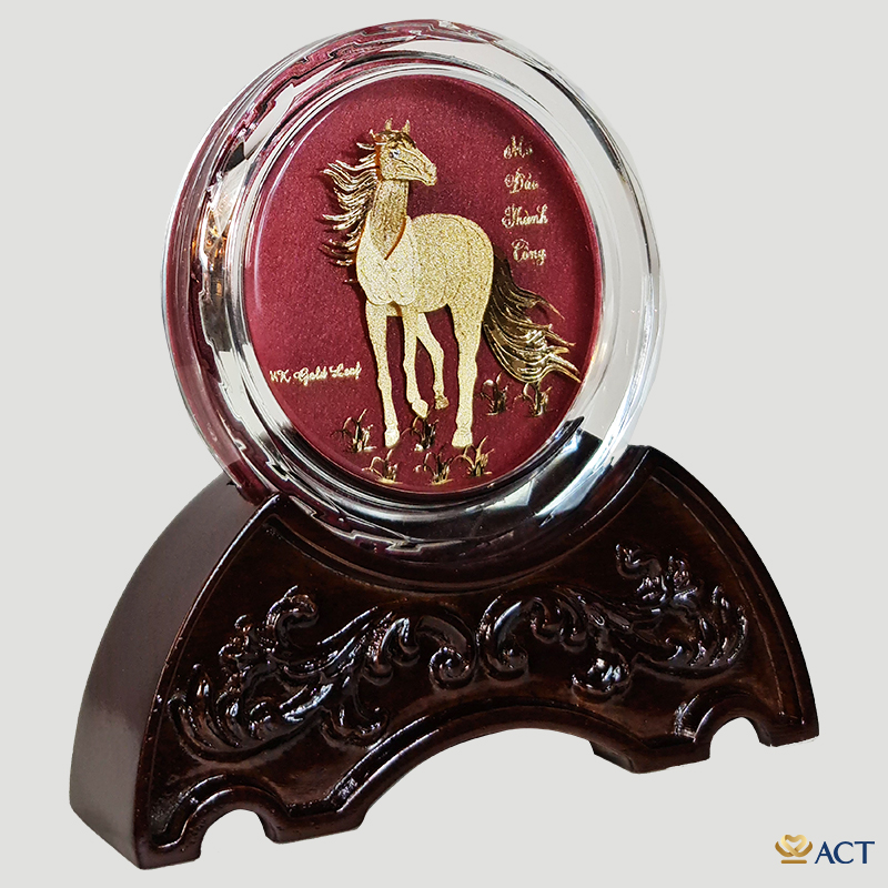 Quà tặng Chặn Giấy Ngựa Pha Lê Vàng Lá 24k ACT GOLD ISO 9001:2015 (Mẫu 3)