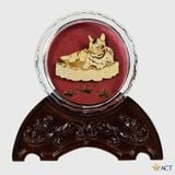 Quà tặng Chặn Giấy Mèo Phú Quý pha lê dát vàng 24k
