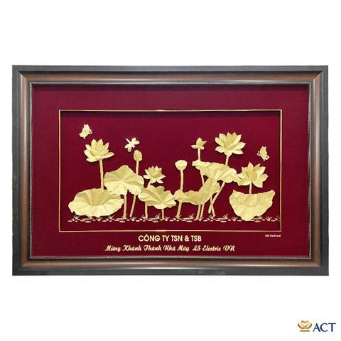 Qùa tặng Tranh Hồ Sen dát vàng 24k