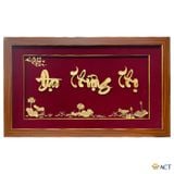 Quà tặng Tranh Chữ Đại Thượng Thọ Hoa Sen dát vàng 24k